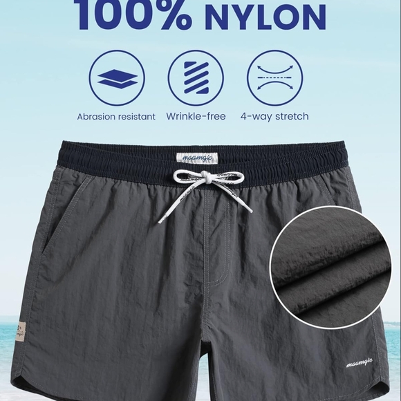 Maamgic Olive Green Swim Trunks with Black Waistband - Picture 4 of 5